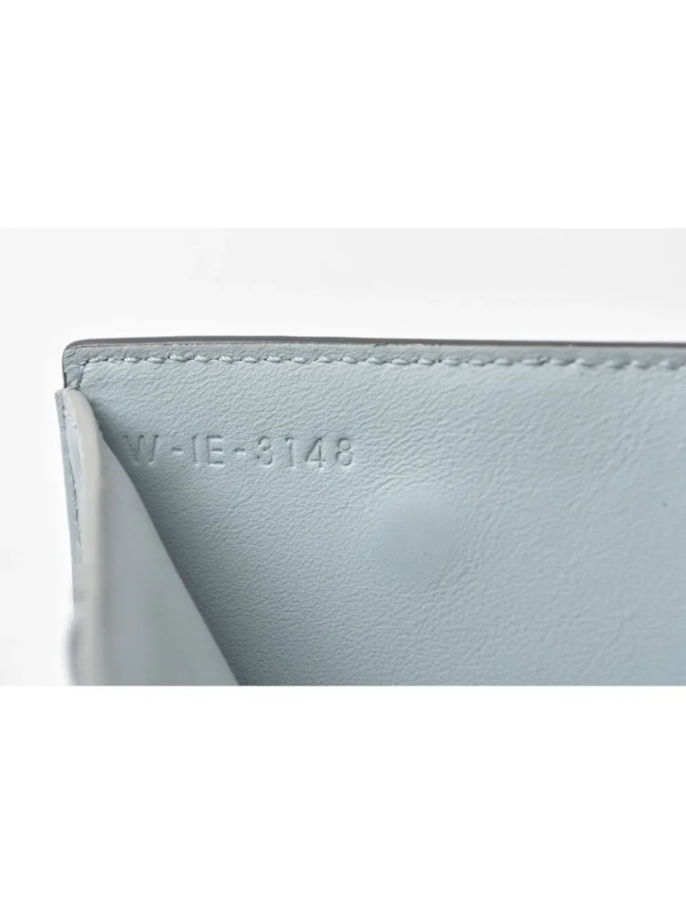 Celine Wallet Mini Small Folded Multi Function Trifold Gray Light Blue Leather
